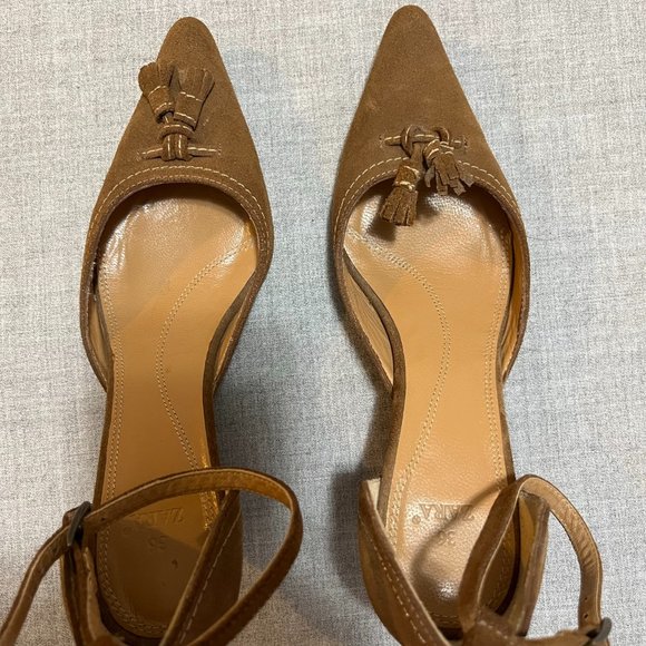 ZARA Brown suede Pointed Toe Wedge Shoes | 36 - Picture 2 of 11